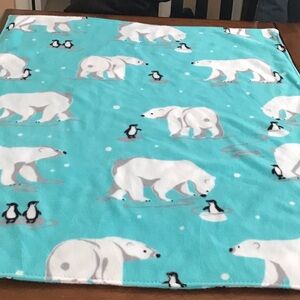 Aqua Polar Bear and Penguin Fleece blanket
Handsewn by me!
